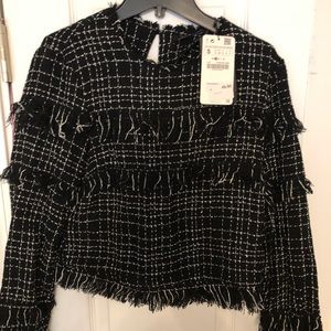 NWT Zara tweed cropped shirt S